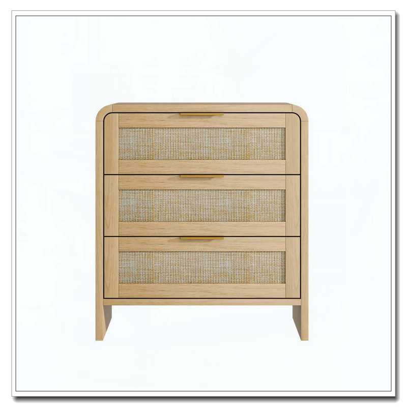Rattan Nightstand with Charging Station, 2, Oak
