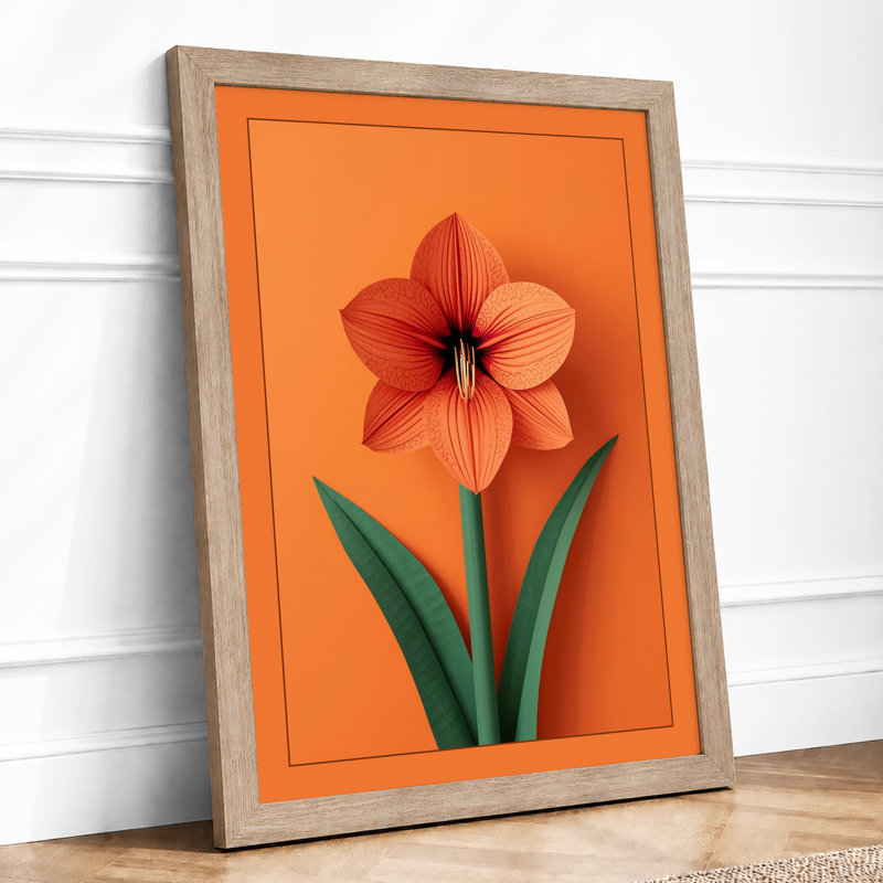 Coral Bloom Botanical - Framed Print, A2 - 59.4 x 42.0 cm, Oak