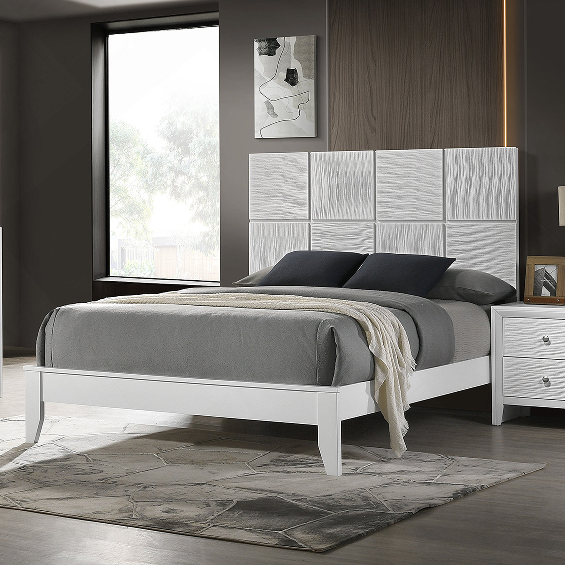 Curated visual reference: Fresh Look at Latitude Run Contemporary Bed With Textured Front Panels And Geometric