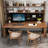 Nut-brown Rectangular Solid Wood Executive Desk-1573446651