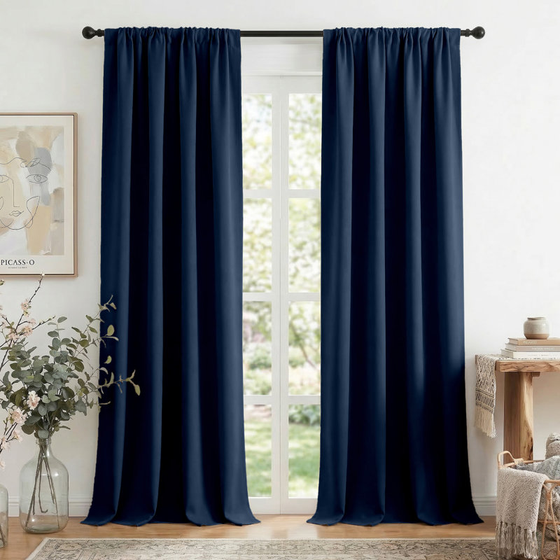 Blackout Curtains for Bedroom, Thermal Insulated Drapes Rod Pocket Privacy Protected Window Panels for Living Room, 2 Panels