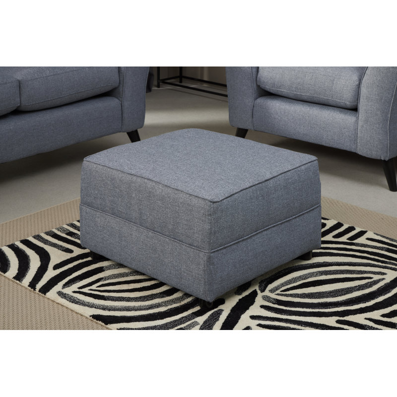 Eckbert 64cm Wide Square Solid Colour Footstool Ottoman, Denim