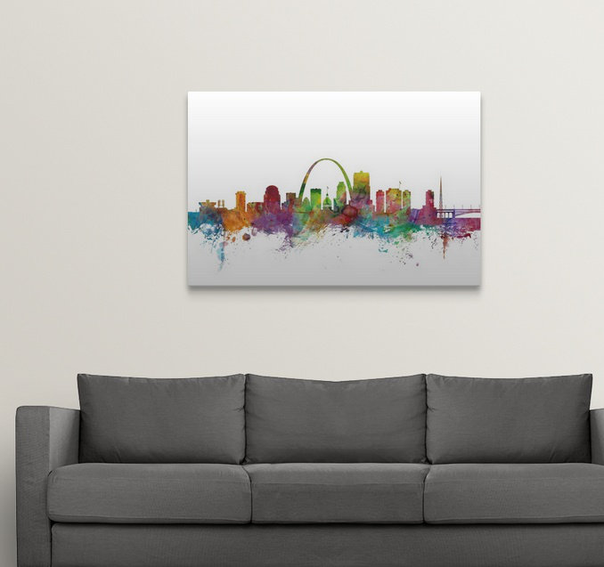 Francy «St Louis Missouri Skyline» par Michael Tompsett, impression, H 40 po x l 60 po x P 1,5 po, Toile
