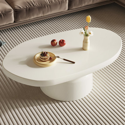 Table basse ovale blanc crème