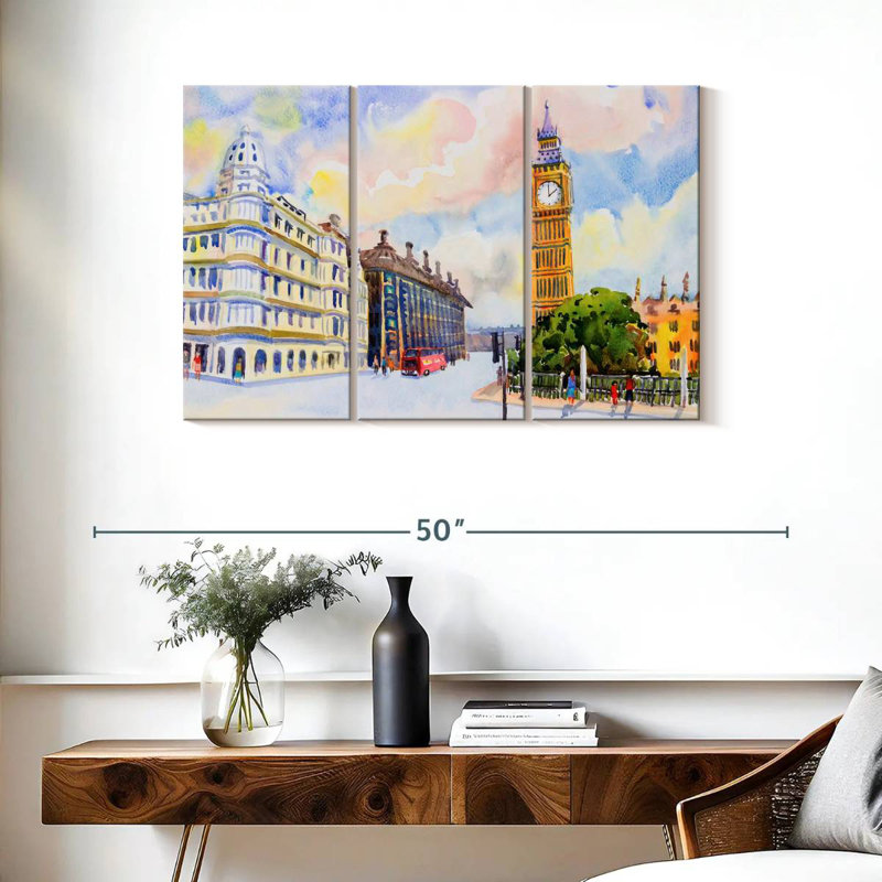 Sirpi London, aquarelle, H 24 po x l 38 po