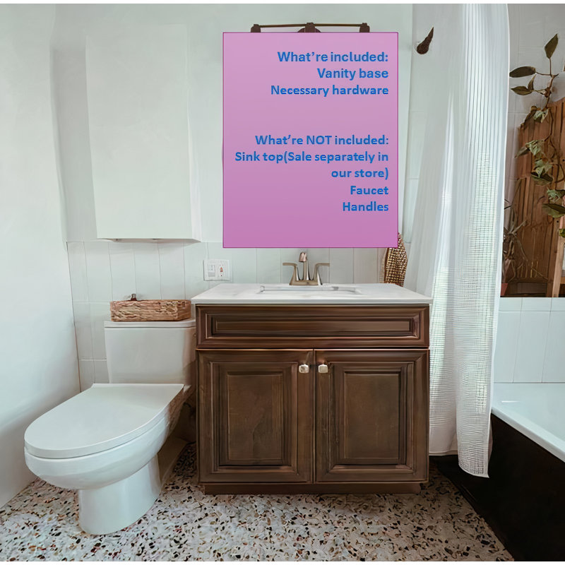 36'' Single Bathroom Vanity Sink Base Cabinet in Maple Walnut