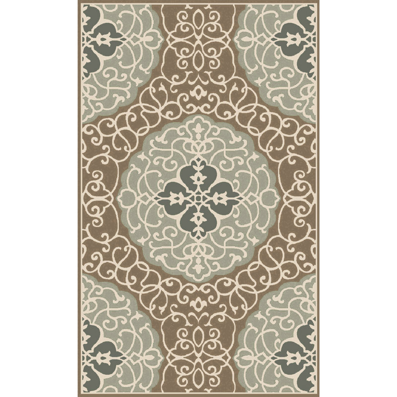 Tapis décoratif gris/brun Touffeté à la main de style oriental Spenser, Rectangle 9 pi x 13 pi