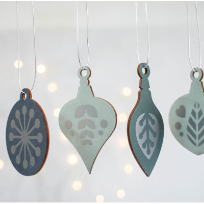 Christmas Tree Decoration Set, Blue With Silver