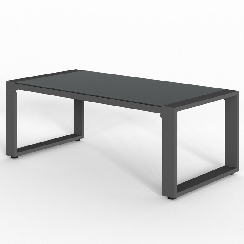 Table basse d'extérieur toutes saisons en aluminium, table basse d'extérieur moderne, table basse rectangulaire de patio - gris