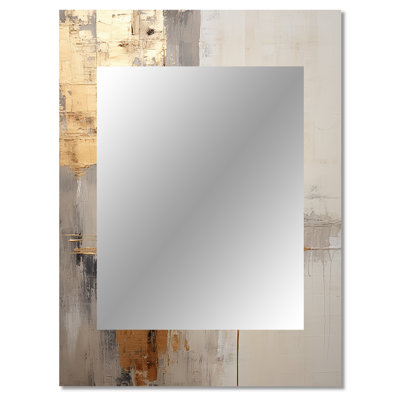 Gold And Beige Soft Fusion I - Pier Decorative Mirror, Beige Wall Mirror, Printed Metal Art