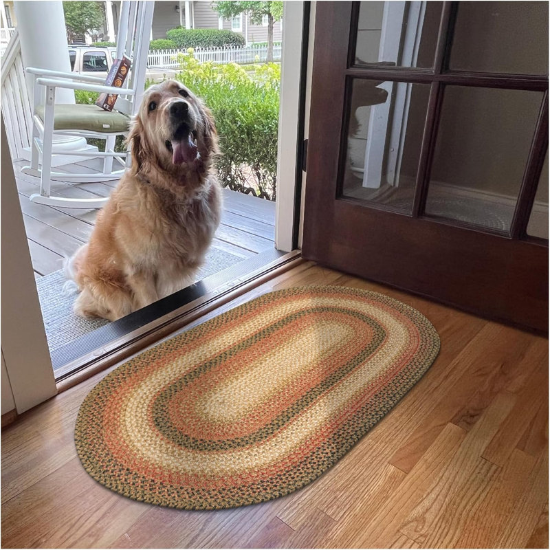 Tapis brun / noir réversible en jute tressé Dahlilah, Ovale 1 pi 8 po x 2 pi 6 po