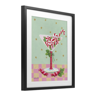 «Festive Peppermint Martini», reproduction d'art sous verre encadrée par Diane Kater