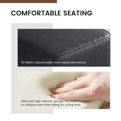 45.7cm Wide Faux Leather Pouffe Ottoman