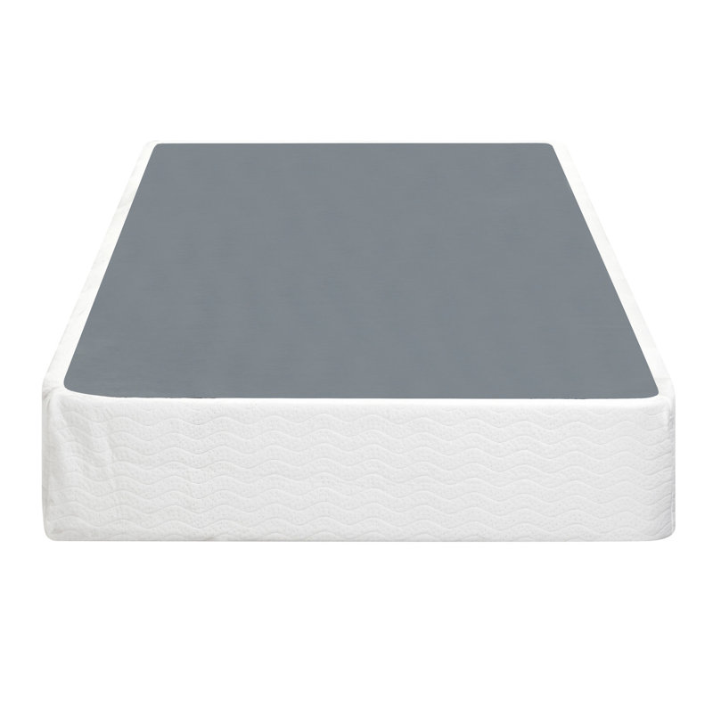 Twin-size Mattress Foundation - Black Metal With Textured Fabric Cover, 8.5" High Profile Design, 12 Slat Support System, Easy Assembly, 350lb Weight Capacity, Bedroom Central Twin Base Frame And