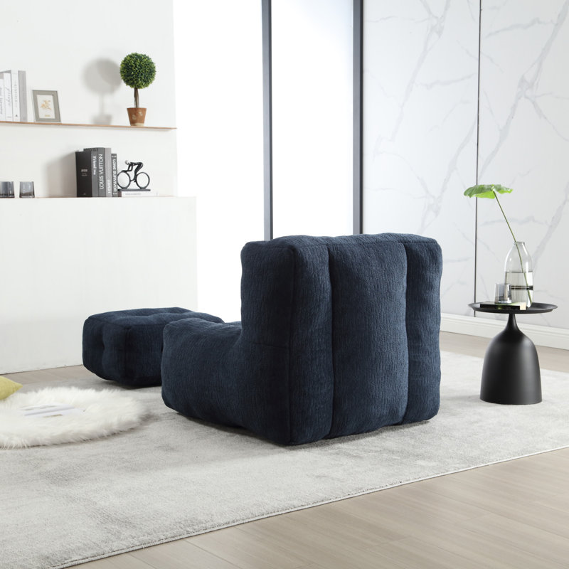 Fauteuil à billes Fluffy, Velours bleu