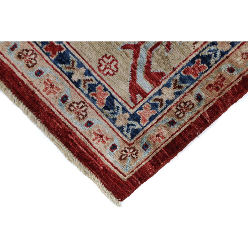 High-Quality Hand-Knotted Red And Camel Area Rug