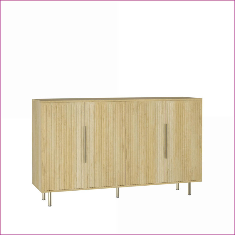Buffet Buffet, bois moderne et amp; Crédence en panneau de fibres à densité moyenne | Panneaux cannelés | Tablettes réglables | Grand rangement
