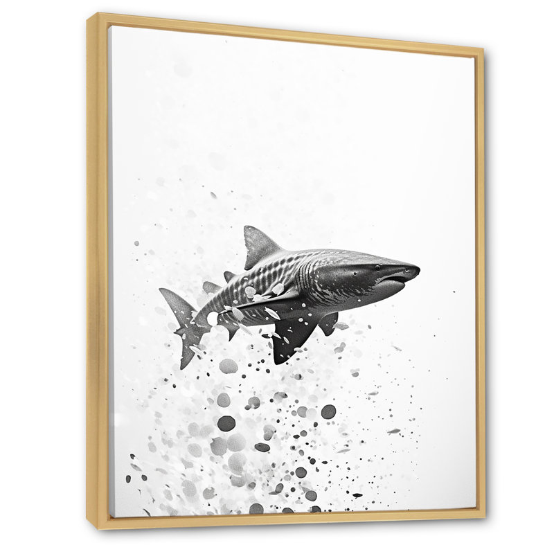 " Monochrome Gray Shark Dance ", Natural Floater Framed, 32" H x 16" W