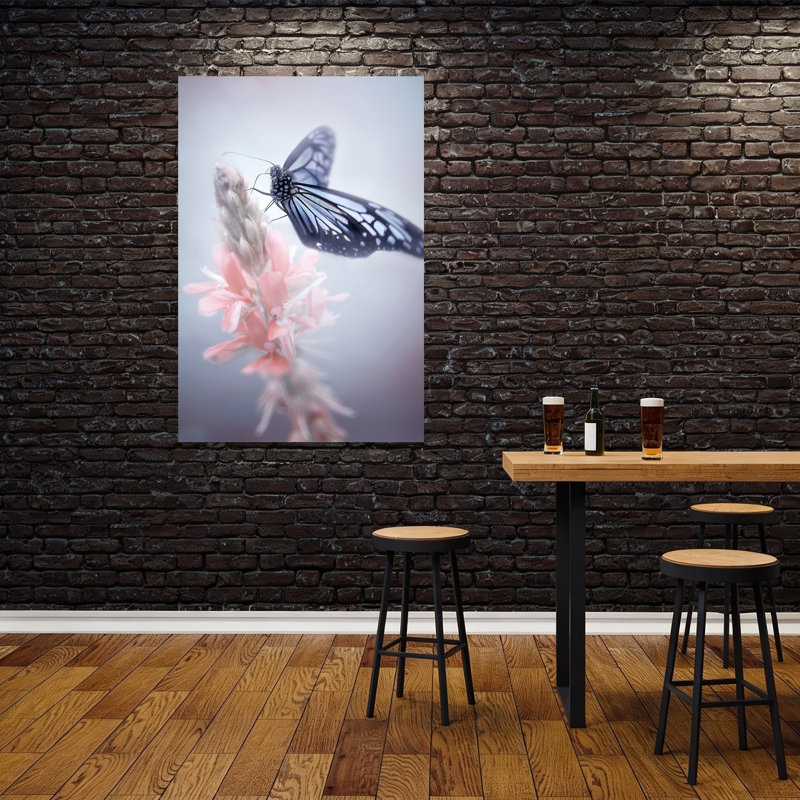 Papillon bleu épanoui, délicat, onirique et éthéré, impression d'art mural nature, H 60 po x l 40 po