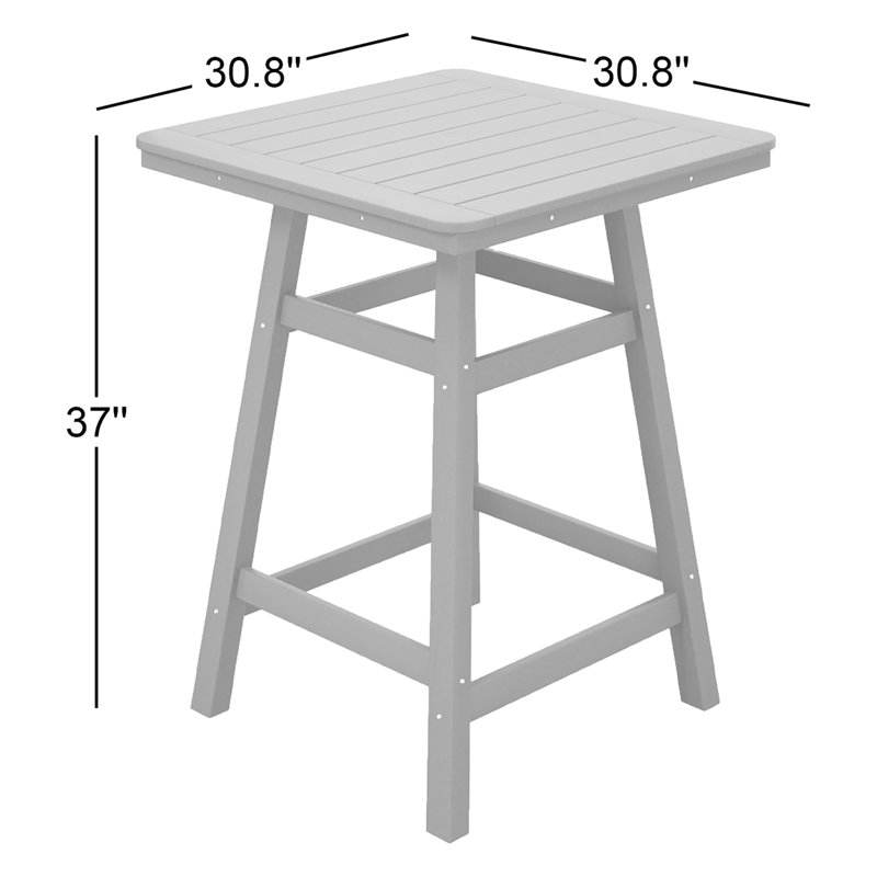 Laguna Square Outdoor Bar Table With Umbrella Hole , 30.8'' in. W 30.8'' in. D, Navy