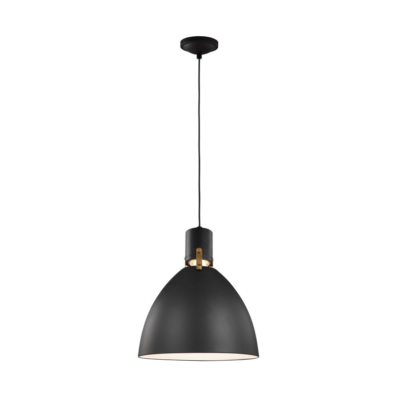 Uma 1-Light Dimmable LED Single Pendant, 17" H x 14" W x 14" D, Matte Black