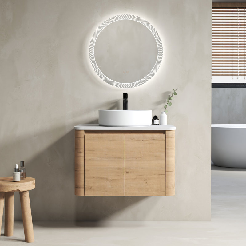Meuble-lavabo mural 30 po avec lavabo d'art en céramique et 2 portes à fermeture en douceur, emballage KD, contreplaqué, 30"