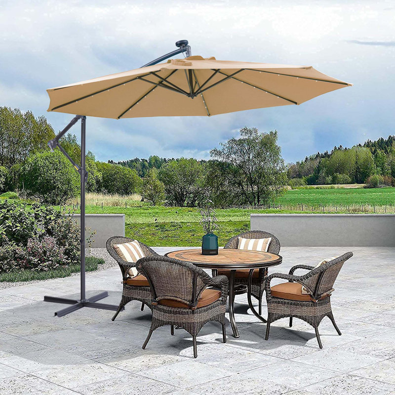 Parasol solaire polyvalent à DEL avec fabrication robuste et fonctions multiples