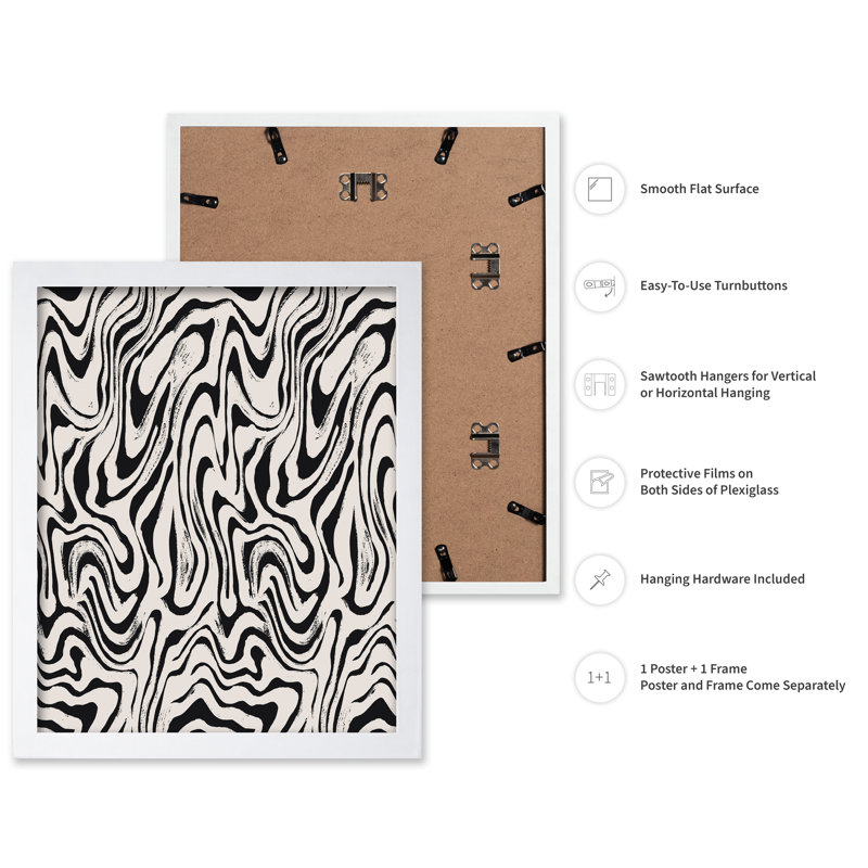 Ligne continue Doodle, Poster, White Framed, 16"H x 20"W