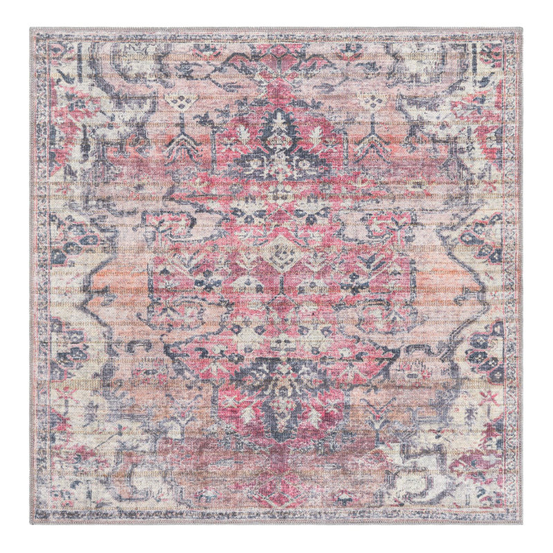 Engelman Oriental Beige/Pink Area Rug, Square 4'1"