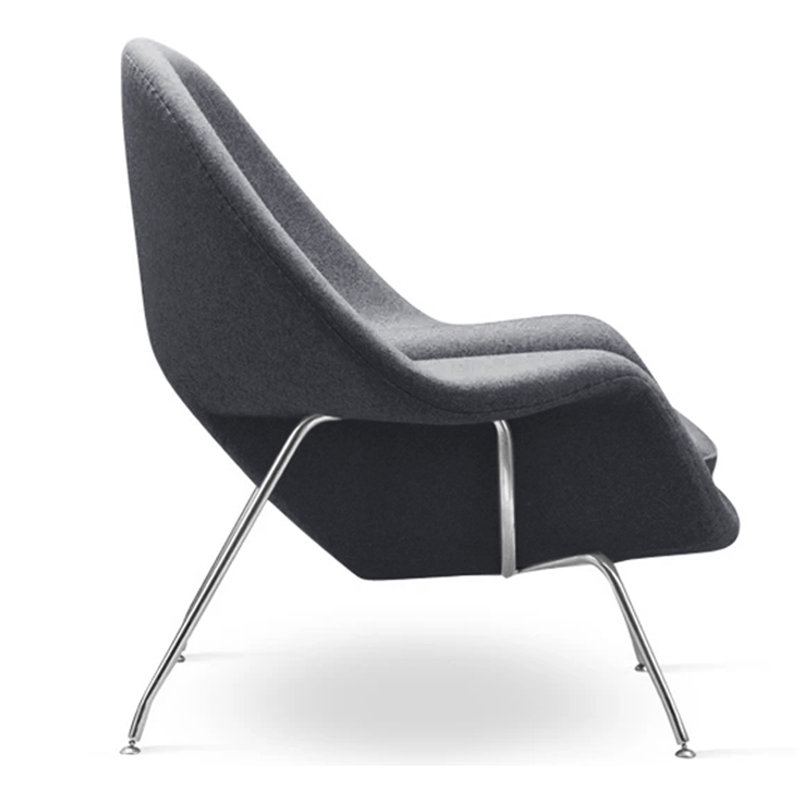Méridienne et repose-pieds Haven, Polyester gris foncé / laine cachemire