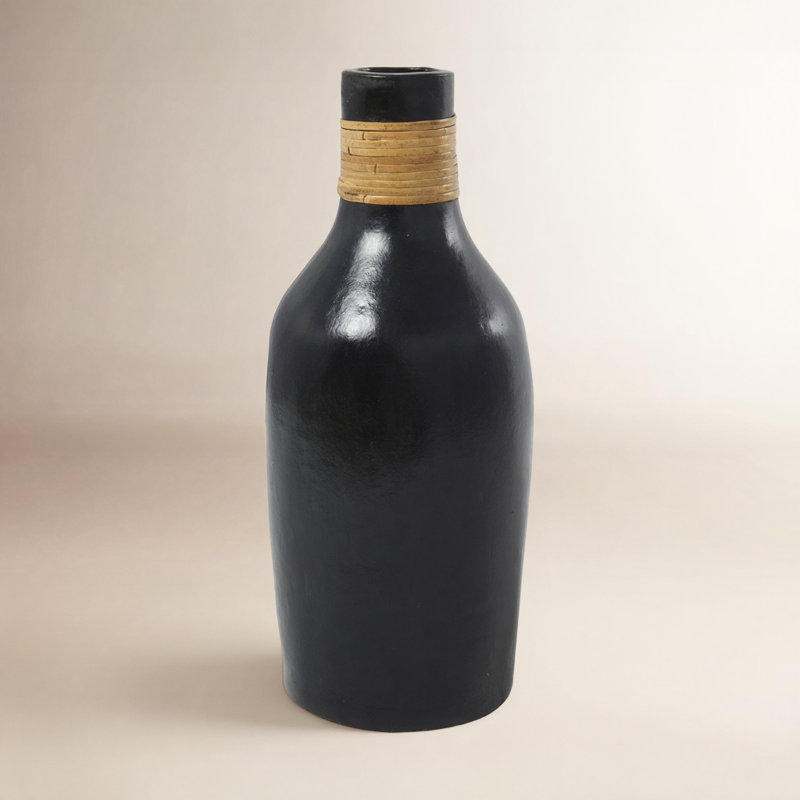 Bouteilles décoratives en terre cuite , Noir, H 19,15 po x l 7,85 po x P 7,85 po