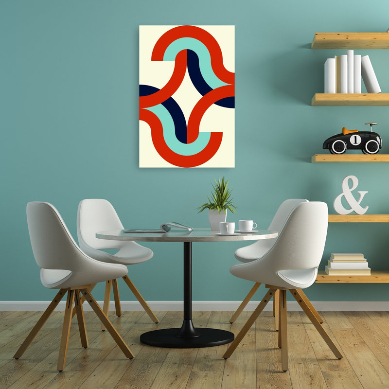 Dynamic Geometric Flow Abstract Modern Vintage Wall Art Print by Petr Strnad - Wrapped Canvas Print, 91.44cm H x 60.96cm W