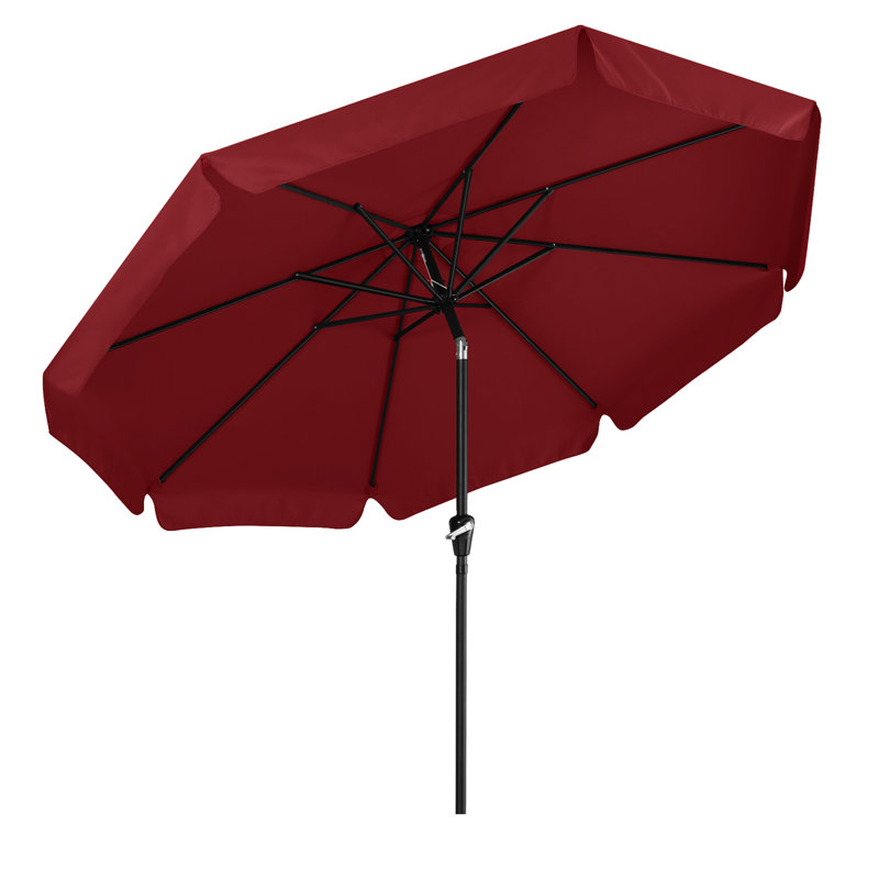 Parasol de marché festonné Holmquist avec inclinaison et levage à manivelle, Bourgogne, 9'