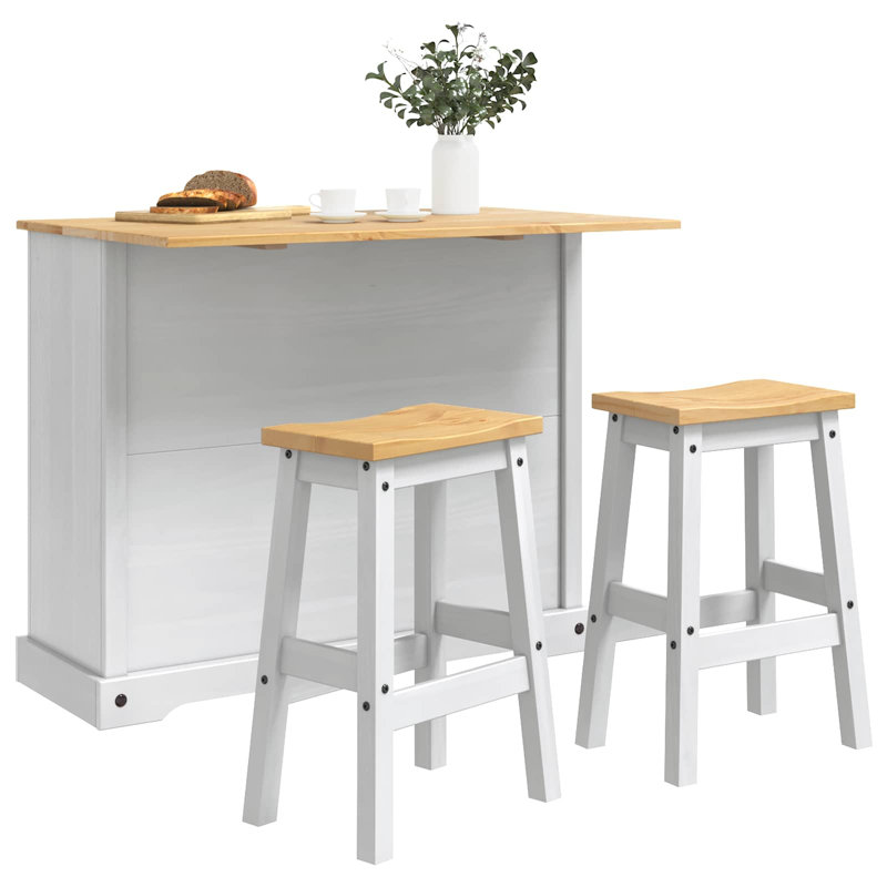  Kitchen Storage with Drawer with Storage 2 pcs Solid-Pine Contemporary, null