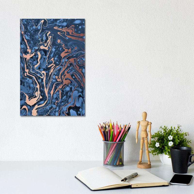 Blue Marbling by Nancy Mckenzie - Wrapped Canvas Gallery-Wrapped Canvas Giclée, 20.32 cm H x 30.48 cm W