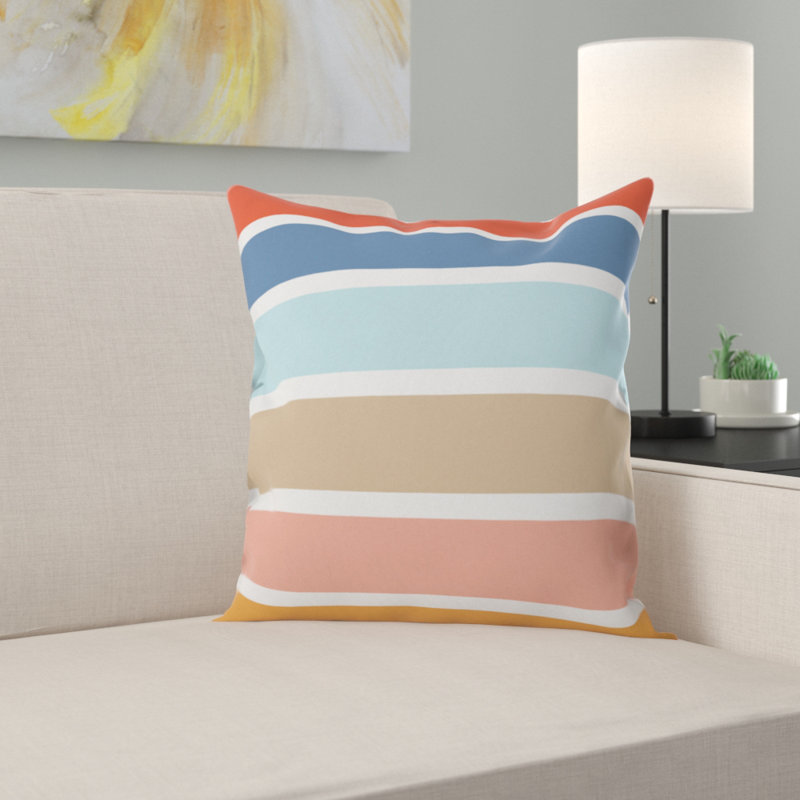 Coussin décoratif intérieur / extérieur Fimbis Six Stripes, 16 po x 16 po