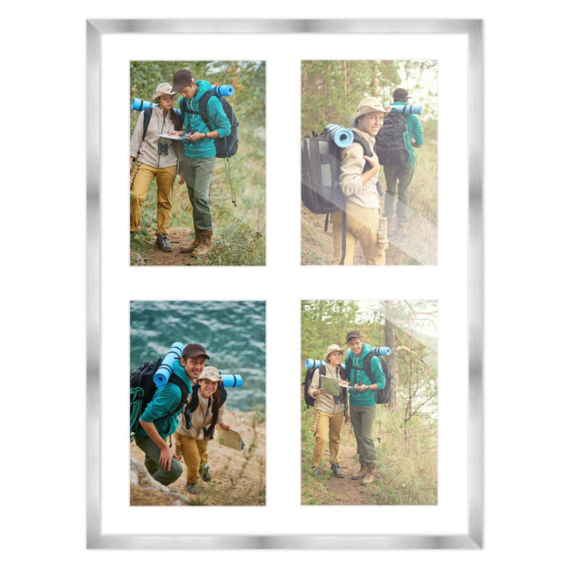Cadre en bois, 4 po x 6 po, 10 po x 14 po, Argent/blanc