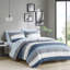 Ensemble d'édredon à rayures avec draps bleu / gris-126579797