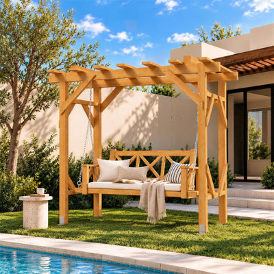 Pergola d'extérieur avec balancelles, ensemble de balançoires de patio 3 places pour la cour, le jardin