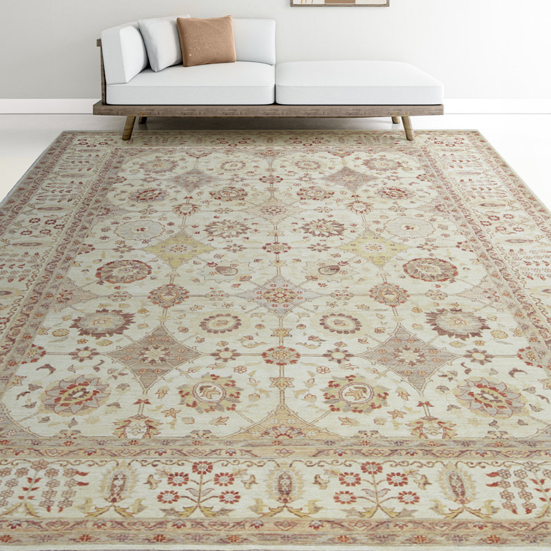 Ziegler One-of-a-Kind Hand-Knotted High-Quality Ivory/Red/Yellow Area Rug