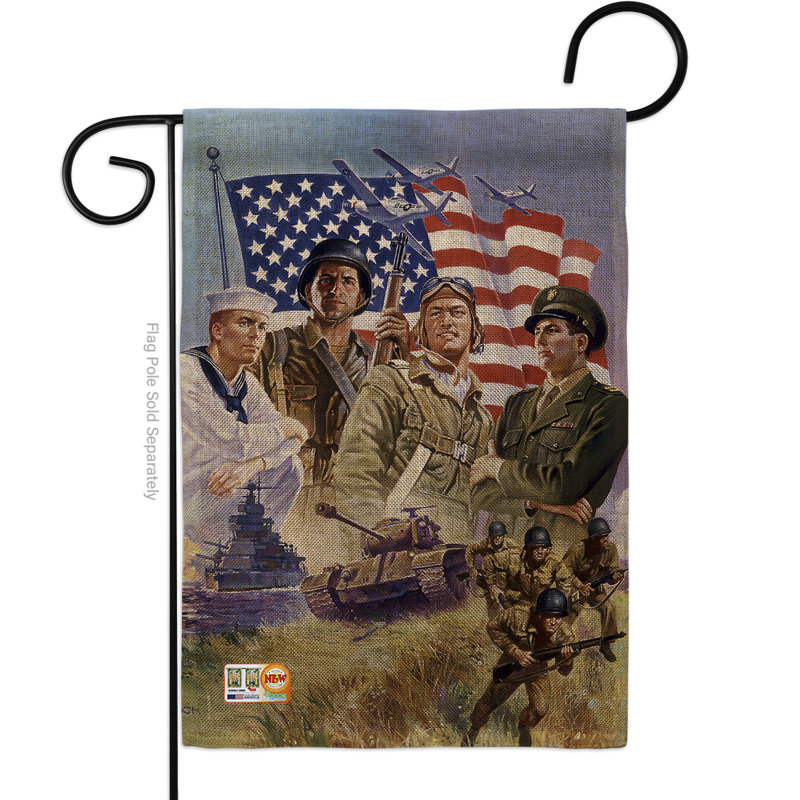 Drapeau de jardin à double face 18,5" breeze décoration-db the armé forces en toile jutes americana patriotique