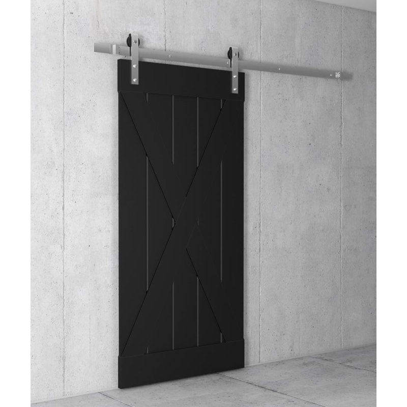 Porte de grange à panneaux en bois peint avec ensemble de quincaillerie d'installation