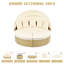 Ensemble de canapé modulaire d'extérieur rond en rotin à deux tons avec auvent rétractable, siège séparé et coussin amovible, beige-364681910-364681904
