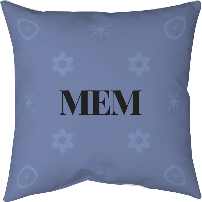 Coussin en coton Memphis, Bleu fumée Memphis / bleu marine, H 16 po x l 16 po