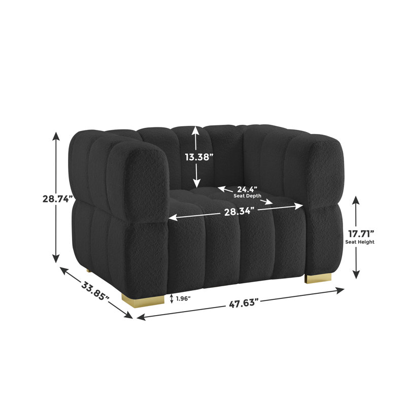 Anahulu 47,63 po de large capitonné, Polyester gris foncé