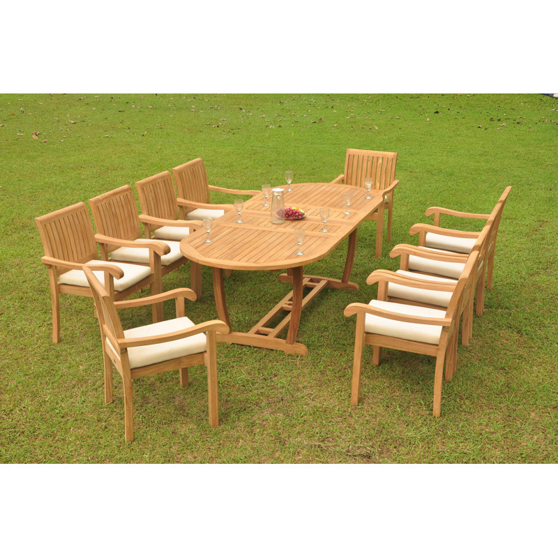 Montecito Outdoor 11 - Piece Teak Dining Set, 29.5" H x 82" L x 42.5" W, 10