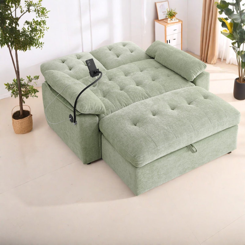Canapé 2 places réglable avec rangement, structure en bois chenille, style moderne