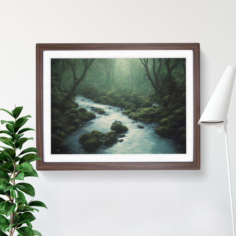 Amazing Forest Stream - Framed Print, 34cm H x 46cm W x 2cm D, Walnut