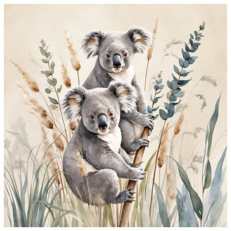 Tapisserie «Koalas on Branch» - Koala, H 104 po x 88 avec 4 œillets