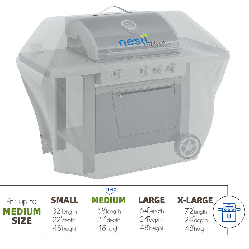 Nestl 58'' W x 22'' D Grill Cover, Gray
